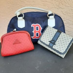 LIZ CLAIBORNE Vintage 1984 Wallet & Coin Purse Set + Boston Red Sox Game Day Bag